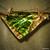 Glass Jewelry, Pendant, Green on Gold, Triangle